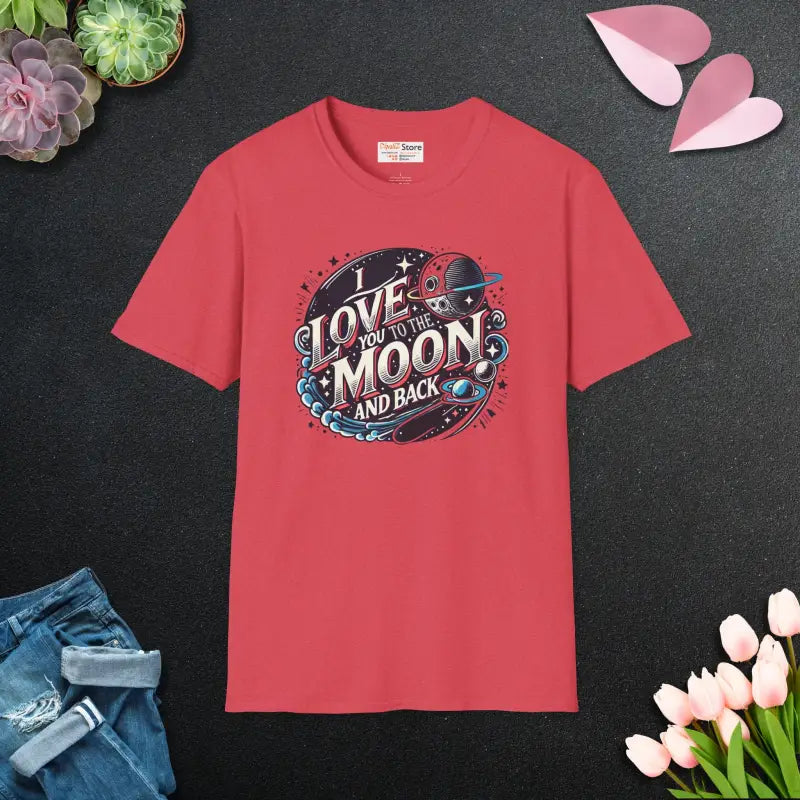 Unisex Softstyle Tee - Love you to the Moon and Back - Heather Red / s T-shirt