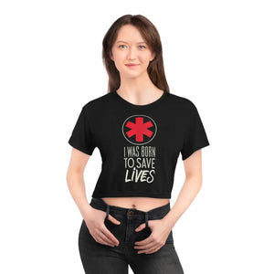 I was Born to Save Lives Aop Crop Tee - Superhero Style - Dipaliz - Black Stitching / Xs - Tee