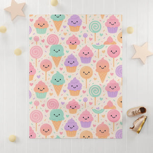 Soft Fleece Baby Blanket - Ice Cream Cupcakes - Dipaliz - 30’’ × 40’’ / White - Home Decor