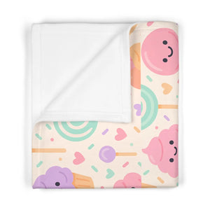 Soft Fleece Baby Blanket - Ice Cream Cupcakes - Dipaliz - 30’’ × 40’’ / White - Home Decor