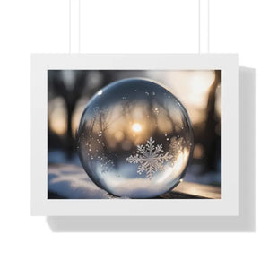 Stunning Ice Crystal Framed Poster with Poplar Wood Frame - Dipaliz - 16″ x 12″ / White - Prints