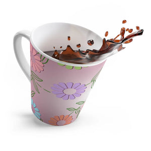 Floral Pink Latte Mug – 12oz Ceramic Cup - Dipaliz - Mugs