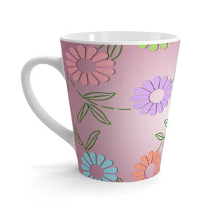 Floral Pink Latte Mug – 12oz Ceramic Cup - Dipaliz - Mugs