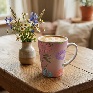 Dipaliz floral pink latte mug ceramic 12oz kitchen cup - mugs