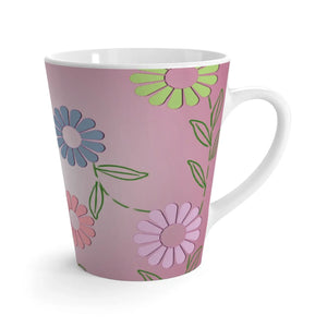 Floral Pink Latte Mug – 12oz Ceramic Cup - Dipaliz - Mugs