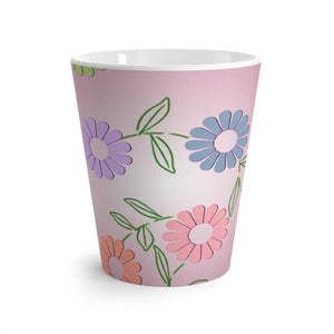 Floral Pink Latte Mug – 12oz Ceramic Cup - Dipaliz - Mugs