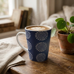 Dipaliz geometric latte mug ceramic cup 12 oz blue - mugs