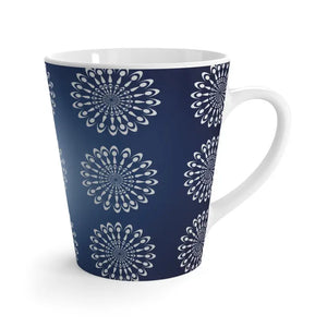 Geometric Pattern Latte Mug - Vibrant Blue Ceramic - Dipaliz - 12oz - Mugs