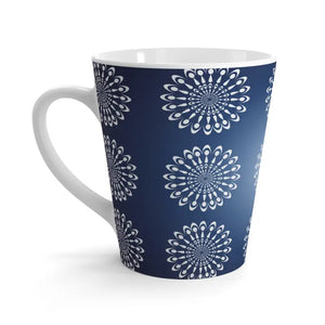 Geometric Pattern Latte Mug - Vibrant Blue Ceramic - Dipaliz - 12oz - Mugs