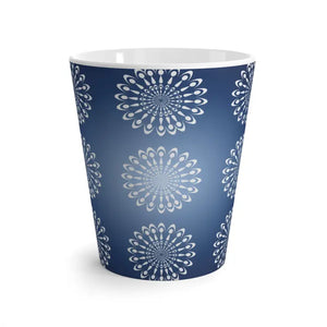 Geometric Pattern Latte Mug - Vibrant Blue Ceramic - Dipaliz - 12oz - Mugs