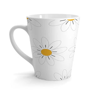 White Flowers Latte Mug - 12 Oz Ceramic - Dipaliz - Mugs