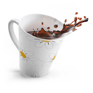 White Flowers Latte Mug - 12 Oz Ceramic - Dipaliz - Mugs