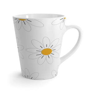 White Flowers Latte Mug - 12 Oz Ceramic Mood Booster - Dipaliz - 12oz - Mugs