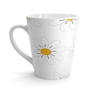 White Flowers Latte Mug - 12 Oz Ceramic Mood Booster - Dipaliz - 12oz - Mugs