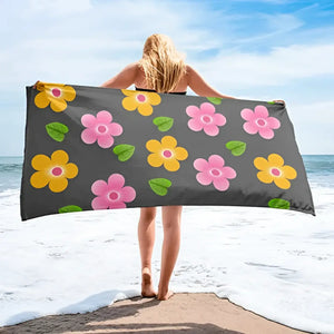 Multi Colored Flowers Water Absorbent Towel - Dipaliz - Beach Towels