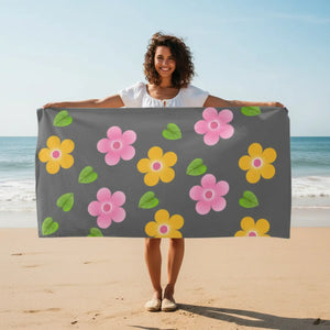 Multi Colored Flowers Water Absorbent Towel - Dipaliz - Beach Towels