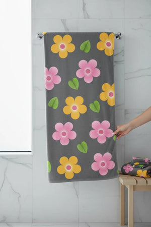 Multi Colored Flowers Water Absorbent Towel - Dipaliz - Beach Towels