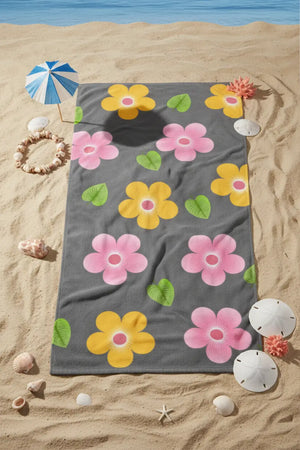 Multi Colored Flowers Water Absorbent Towel - Dipaliz - Beach Towels
