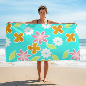 Multi Colored Flowers Water Absorbent Towel - Dipaliz - Beach Towels