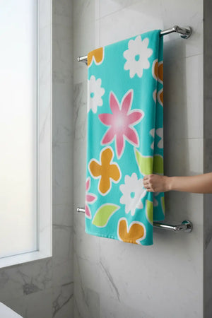 Multi Colored Flowers Water Absorbent Towel - Dipaliz - Beach Towels