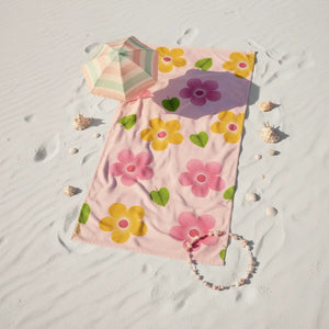 Floral Pink Towel – Water Absorbent 30x60 - Dipaliz - Beach Towels