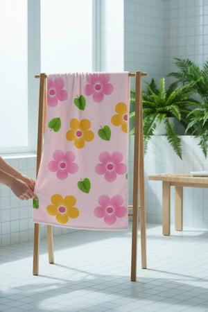 Floral Pink Towel – Water Absorbent 30x60 - Dipaliz - Beach Towels