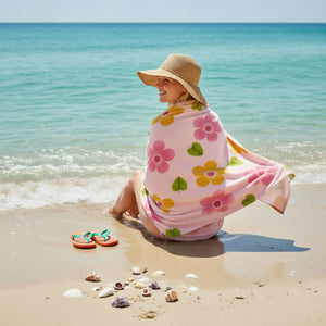 Floral Pink Towel – Water Absorbent 30x60 - Dipaliz - Beach Towels