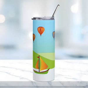 Skinny Steel Tumbler Boat Scenery 20oz - Dipaliz - White / Tumblers