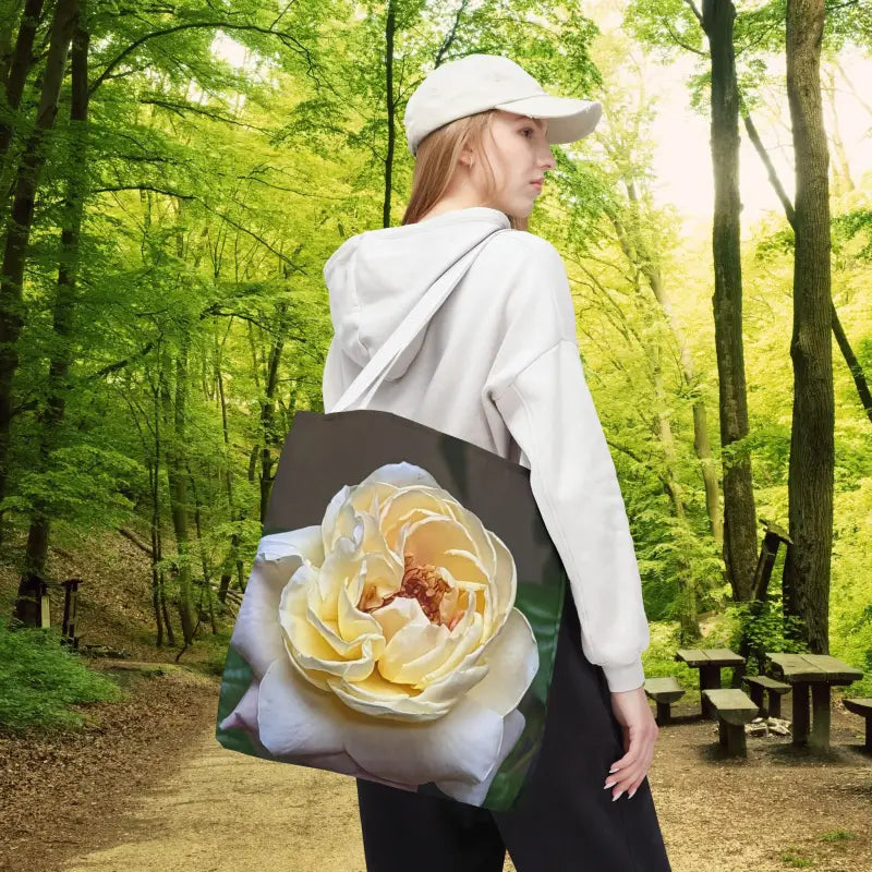 Yellow Rose Tote Bag - Bold Artistry Burst | Dipaliz - 18’’ × / White - Shopping Totes