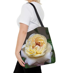 Rose Flower Tote Bag - Artistic Yellow Design - Dipaliz - Shopping Totes