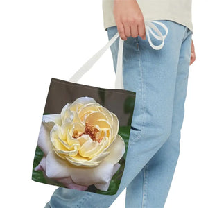 Rose Flower Tote Bag - Artistic Yellow Design - Dipaliz - Shopping Totes