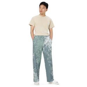 Teal Abstract Wide Leg Pants - Sustainable Unisex - Dipaliz - Trousers - Xs