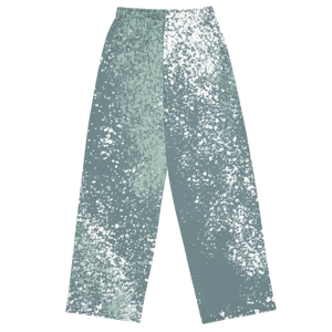 Teal Abstract Wide Leg Pants - Sustainable Unisex - Dipaliz - Trousers - Xs