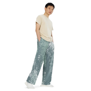 Teal Abstract Wide Leg Pants - Sustainable Unisex - Dipaliz - Trousers - Xs