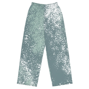 Teal Abstract Wide Leg Pants - Sustainable Unisex - Dipaliz - Trousers - Xs
