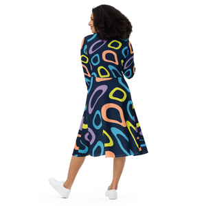 Abstract Colorful Irregular Print Long Sleeve - Dipaliz - Dresses - Xs