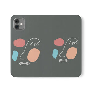 Abstract Face Art Flip Cases - Faux Leather Samsung Galaxy - Dipaliz - Mobile Phone