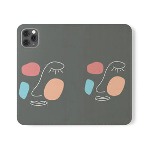 Abstract Face Art Flip Cases - Faux Leather Samsung Galaxy - Dipaliz - Mobile Phone