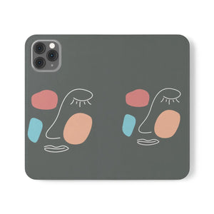Abstract Face Art Flip Cases - Faux Leather Samsung Galaxy - Dipaliz - Mobile Phone