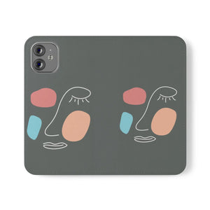 Abstract Face Art Flip Cases - Faux Leather Samsung Galaxy - Dipaliz - Mobile Phone