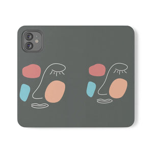 Abstract Face Art Flip Cases - Faux Leather Samsung Galaxy - Dipaliz - Mobile Phone
