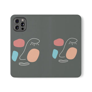 Abstract Face Art Flip Cases - Faux Leather Samsung Galaxy - Dipaliz - Mobile Phone