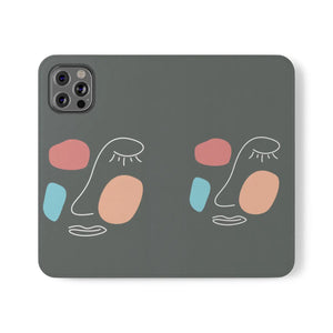 Abstract Face Art Flip Cases - Faux Leather Samsung Galaxy - Dipaliz - Mobile Phone
