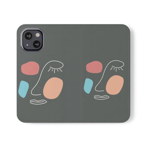 Abstract Face Art Flip Cases - Faux Leather Samsung Galaxy - Dipaliz - Mobile Phone