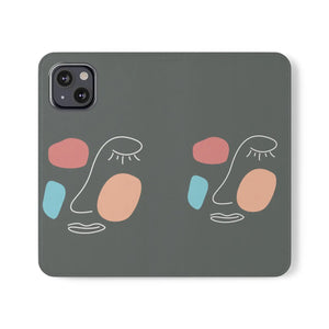 Abstract Face Art Flip Cases - Faux Leather Samsung Galaxy - Dipaliz - Mobile Phone