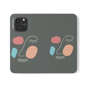 Abstract Face Art Flip Cases - Faux Leather Samsung Galaxy - Dipaliz - Mobile Phone