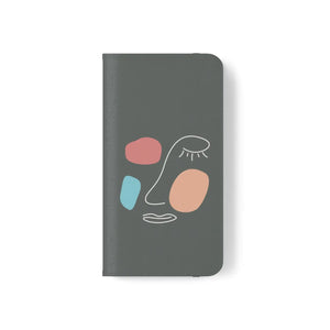 Abstract Face Art Flip Cases - Faux Leather Samsung Galaxy - Dipaliz - Mobile Phone