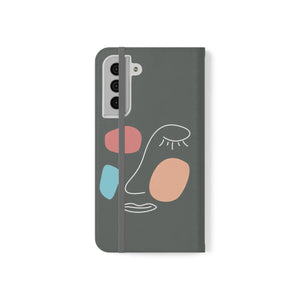 Abstract Face Art Flip Cases - Faux Leather Samsung Galaxy - Dipaliz - Mobile Phone