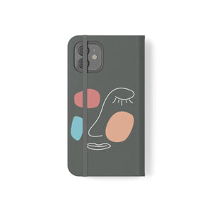 Abstract Face Art Flip Cases - Faux Leather Samsung Galaxy - Dipaliz - Mobile Phone