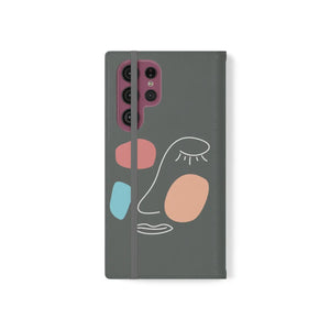 Abstract Face Art Flip Cases - Faux Leather Samsung Galaxy - Dipaliz - Mobile Phone